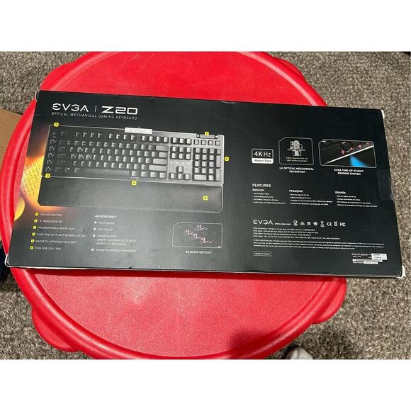 EVGA Z20 RGB Backlit LED Optical Mechanical Gaming Keyboard Macro New Sealed - Picture 3 of 7